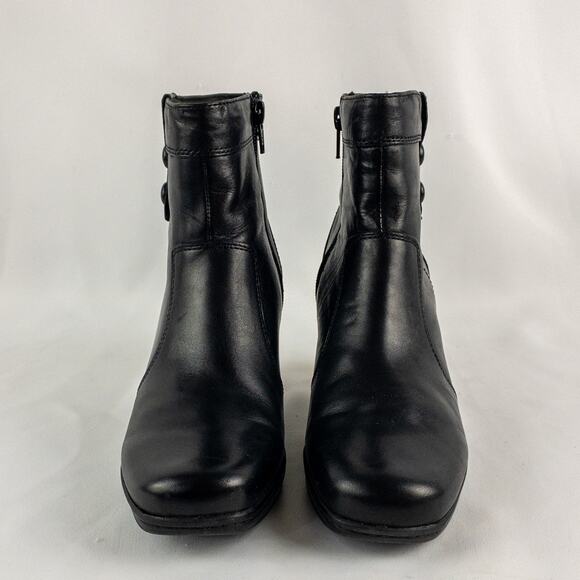 Clarks Black Leather Button Ankle Booties Boots Womens 7.5 - Picture 3 of 16
